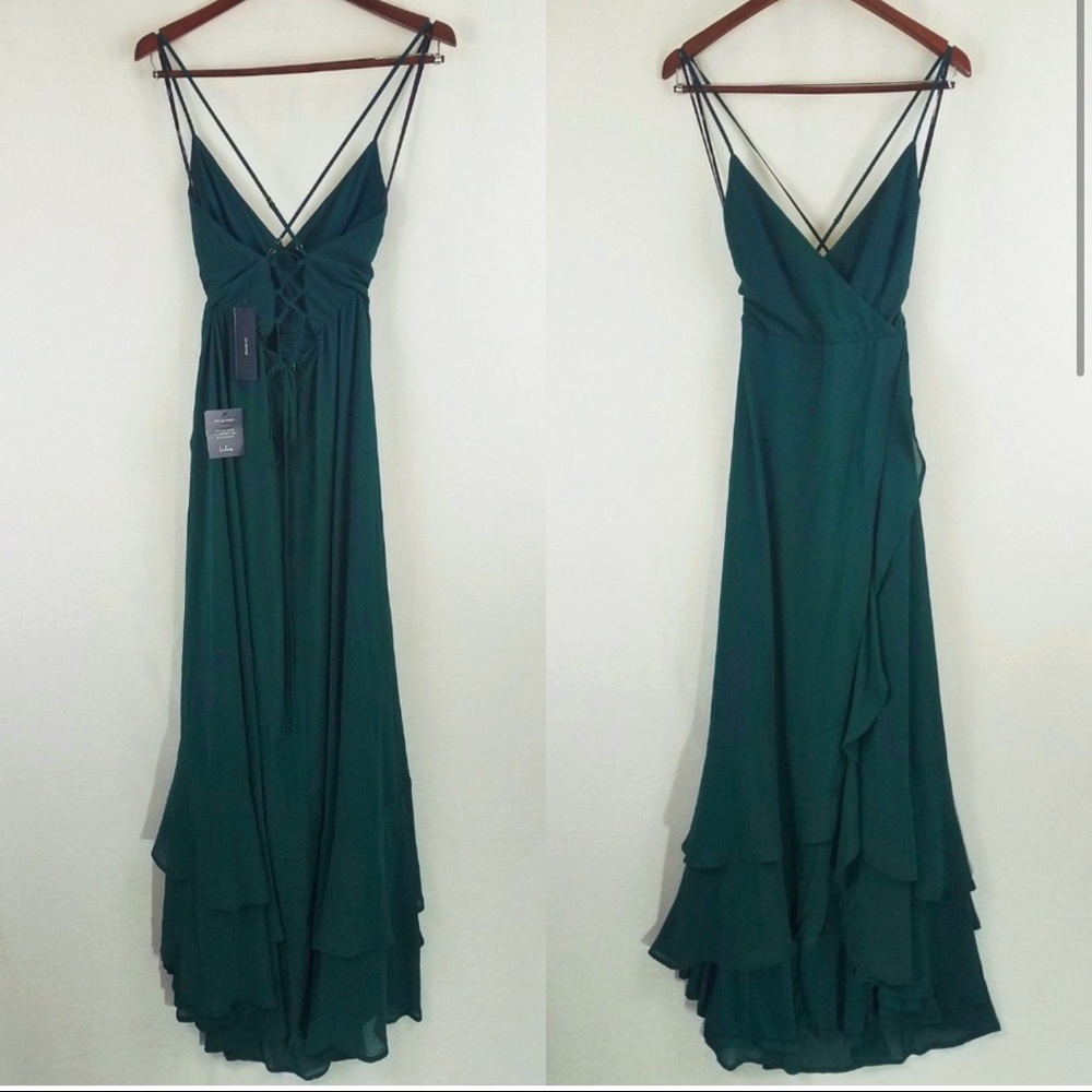 In Love Forever Emerald Green Lace-Up Maxi Dress